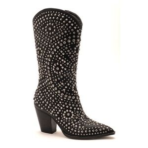 Corkys Boot Scootin Tall Western Glam Boots Black Bedazzled Full Zip Rodeo 11 M
